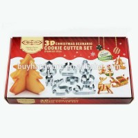 Wholesale Stainless Steel Baking Tools Cookies Mold 8 Pcs 3D Christmas Cookie Cutter