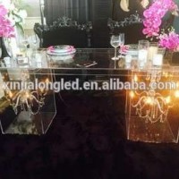 Transparent Acrylic Wedding Bridal Table With Inside Flowers Acrylic Event Party Table