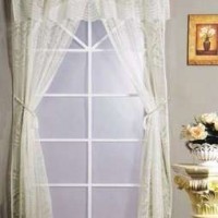 Lace German Curtains With Rope Tassel Tiebacks And Valance