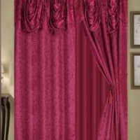 2PCS Pack Window Curtains And Drapes With Wave Valance And Tie Back