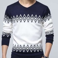 S10690A 2015 Hot Sale Man Knitted Sweater V Neck Jacquard Rhombus Pullover Sweater