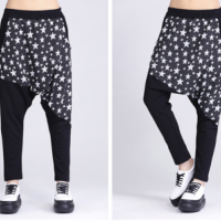 S63628A New 2016 Spring And Summer Star Printed Harem Pants Women Loose Female Trousers