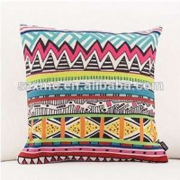 Thai Style Wave Digital Print Cotton Linen Fiber Fill Vacuum Packed Pillow