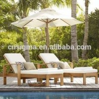 Adjustable Teak Wood Beach Lounge Chair Garden Wooden Sun Lounger