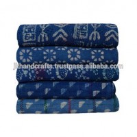 Vintage Indigo Kantha Quilt Handmade Indigo Died Kantha Blanket