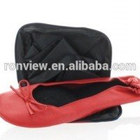 Flat Ballerina Slippers And Folding Shoes In Bag