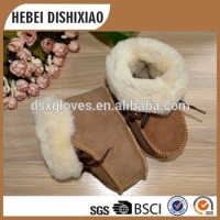 2016 Hot Sale Leather Fur Baby Shoes Fancy Baby Girls Shoes Winter Shoes