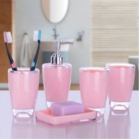 Manufacturer Hot Selling High Quality Pink Acrylic Bathroom Accessories Set
