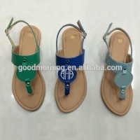 New Design Wholesale Leather Monogrammed Sandal Summer Flats T-Strap Sandal Personalized Sandal