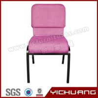 Theater Furniture Fashion Design Durable And Think Purple Fabric Church Chair With Book Rack And Poc