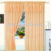 100% Polyester Satin Printing Window Curtain With Fashion Valance With Taffeta Liner tassels