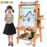 Discovery Kids Wooden Art Painting Tabletop Easel With Dry Erase Chalk Board