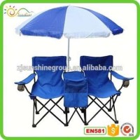 Double Folding Chair W Umbrella Table Cooler Foldable Beach Camping Chair With Backpack
