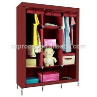 Portable Metal Frame Non-woven Closet Clothes Storage Organizer Wardrobe With Cover And Shelves Wine