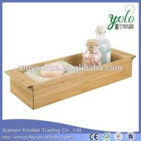 Natural Bamboo Toilet Tank Storage Tray For Tissues Candles Soap