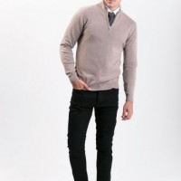 Men's Fashion Cashmere (Machine Washable) Blended Sweater with Half-Zipper