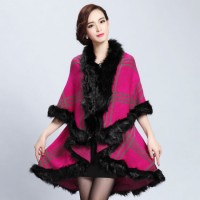 Winter Shawl Scarf Coat Cape with Fur