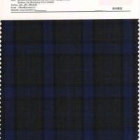 Fancy Poly Wool Fabric  Check Design  Grey Background with Blue Checks for Suiting Fabrics