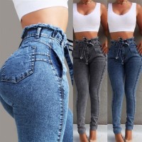Guangzhou Manufacturer Newest Arrivals High Waist Jeans for Women Slim Fit Stretch Denim Jean Bodyco