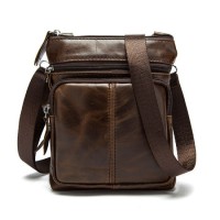 Custom Mens Crazy Horse Leather Crossbody Shoulder Bag  Vintage Sling Messenger Bag