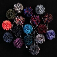 New Lapel 17 Colors Flower Fabric Handmade Boutonniere Stick Men Cool Suit Brooch Pin