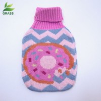 2019small Cute Heart Printing Cold & Hot Water Bottle Plush Cover