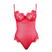 Eyelash Lace at Cups and Legs with Underwire  Adjustable Straps Teddy Lingerie