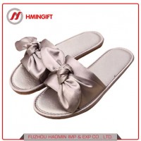 Ladies Shoes Wholesale Rubber Slider with Satin Bow Sandals Shoes Women Slipper