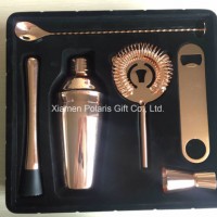 Shiny Copper Bartender Cocktail Shaker Kit with Gift Box