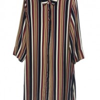 Ladies Long Sleeve Oversize Shirt and Blouse with Stripe