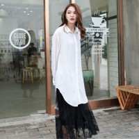 Wholesale Custom Women Cotton Long Sleeve Maxi Long Blouse