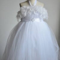 Ball Gown Girl's Feathered Prom Dress with Feathers