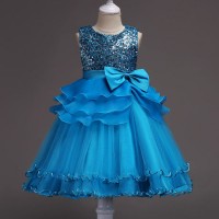 Children's Hot Selling Baby Girls Flower Sequins Evening Gown