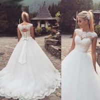 New High Quality Custom Make Fashion Floor-Length Tail Bridal Gown Formal Dress Wedding Dress