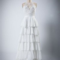 New Ruffle White Emblished Wedding Dress