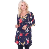 Women Fashion Outfit Waist Printed Long Sleeves V-Neck Blouse