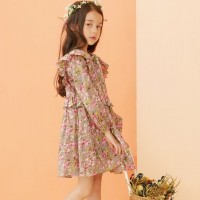 Vintage Pastoral High Quality Customize Cheaper Summer Children Kids  Girls Casual Clothes Dress