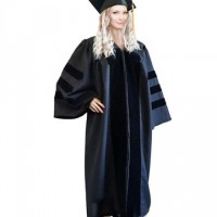 Custom Academic Regalia Black Deluxe Doctoral Graduation Gown for Unisex