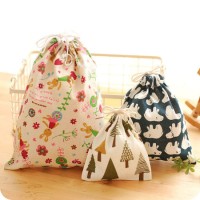 Signature Cotton Cosmetic Drawstring Pouch Bag in Stock