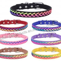 Adjustable Colorful Braid Micro Fiber Cat Collars with Leashes