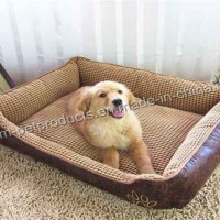 Paw Print Detachable PU Leather Pet Bed Bed