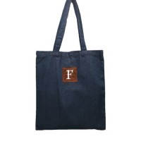 Eco-Friendly Custom Cotton Soft Denim Fabric Shopping Bag Folding Denim Tote Lunch Bag Small Tote Ba
