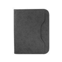 Padfolio - Professional Black PU Leather Portfolio Binder & Organizer Folder Grey