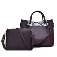Fashion High Quality Purse Tote Bag Shoulder Bag 2 Pieces One Set PU Leather Women Handbag Luxury Br