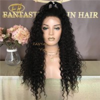 Wholesale Natural Black Color Brazilian/Indian Virgin/Remy Human Hair HD Full/Frontal Lace Wig with