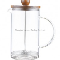 French Press Coffee Maker with Wood Lid
