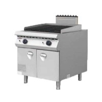 Professional Kitchen Equipment Stainless Steel Electric Barbecue Lava Rock Grill with Cabinet