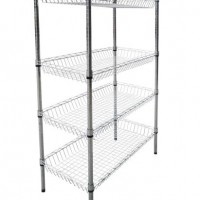 Wlt 4 Tiers Commercial Storage Rack Heavy Duty Chrome Steel Wire Shelving