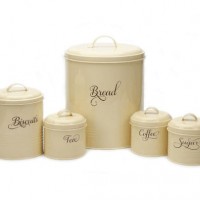 Metal Sugar Coffee Tea Storage Tin Canister Bread Bin/Box/Container Set
