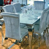2018 Full Stainless Steel Dining Chair Banquet Chair and Table Home Furniture with Glass Price Sj802
